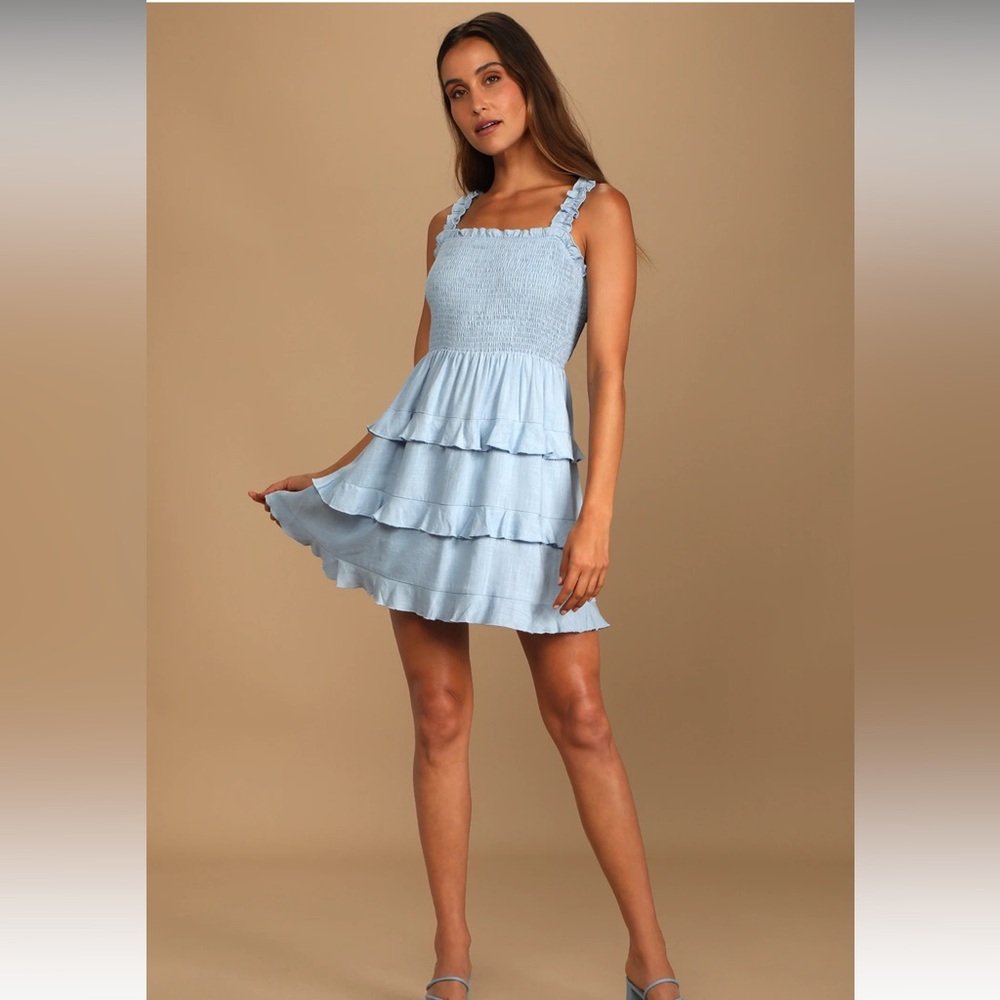 Light Blue Tiered Dress
